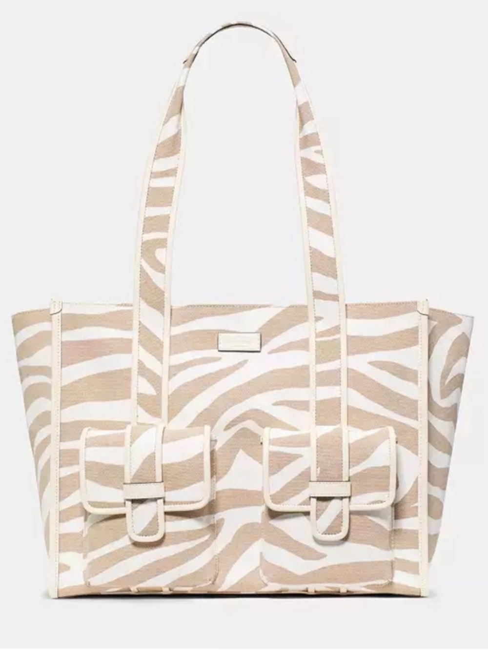 Kate Spade Kip Zebra Cargo Large Tote Bag Light Fawn Multi